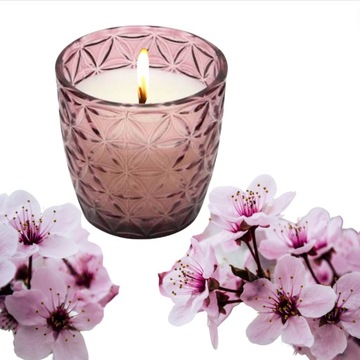 Świeczka Świeca zapachowa w szkle PREZENT FLOWER PINK kwiaty