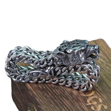MĘSKA STALOWA BRANSOLETA WIKING VIKING NIEDŹWIEDŹ GRUBA ELEGANCKA