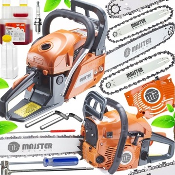 БЕНЗИНОВАЯ ПИЛА ЦЕПНАЯ ПИЛА 5,7 Л.С. МОЩНЫЙ БОЛЬШОЙ КОМПЛЕКТ + БЕСПЛАТНО