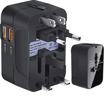 PRZEJŚCIÓWKA ADAPTER GNIAZDA USA UK EU USB ŚWIAT