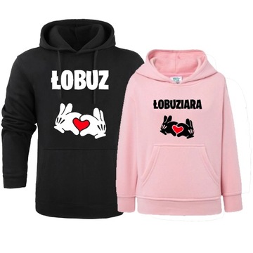 BLUZY DLA PAR BLUZA dla Par Łobuz Łobuziara łapki WALENTYNKI L