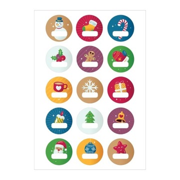 15x naklejki świąteczne wesołych świąt na Boże Narodzenie kraft 5x5 cm