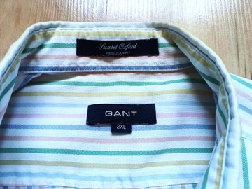 Koszula GANT - XXL/XXXL - biała w kolorowe paski - jak nowa
