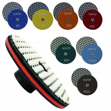 ZESTAW TARCZ DIAMENTOWYCH DO POLEROWANIA GRESU PŁYTEK TARCZE DYSK