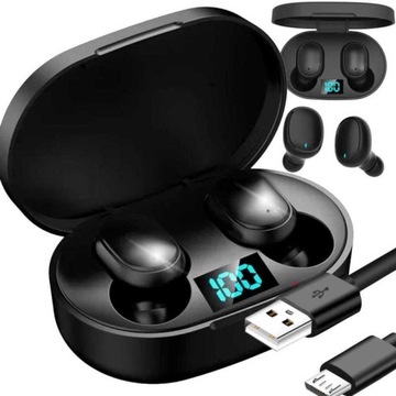 SŁUCHAWKI BEZPRZEWODOWE BLUETOOTH DOUSZNE TWS + WBUDOWANY POWERBANK