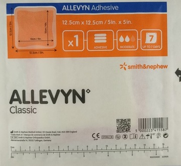 Allevyn ADHESIVE piankowy przylepny 12,5x12,5cm 1x zabezpiecz ranę