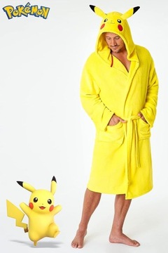 ВЕСЕЛЫЙ БАННЫЙ ХАЛАТ ПОКЕМОН ДЛЯ ВЗРОСЛЫХ БАННЫЙ ХАЛАТ ПИКАЧУ С КАПЮШОНОМ И УШАМИ M