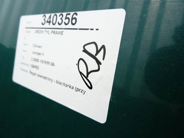 DRZWI TYŁ PRAWE Citroen Jumper II 06- ZIELONE