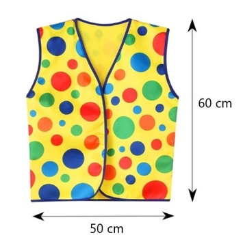 STRÓJ KLAUNA KLAUN BŁAZEN PERUKA KAMIZELKA HALLOWEEN BAL KARNAWAŁ S - L