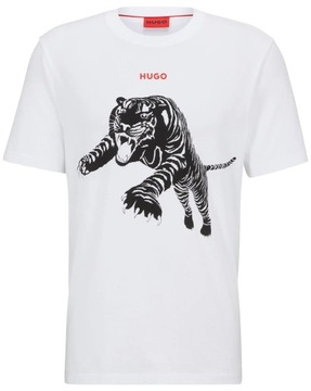 Koszulka z krótkim rękawem HUGO BOSS biały T-shirt męski bawełniany r. L