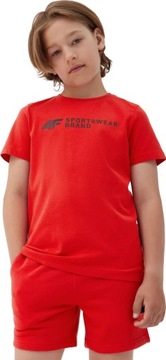 T-SHIRT GŁADKI KOSZULKA 4F JSS23TTSH M292-62S CZERWONA 128