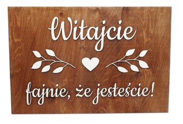 TABLICA POWITALNA DREWNIANA ŚLUB WESELE XL 50cm