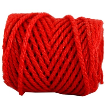 Sznur sznurek jutowy pleciony czerwony śr.4mm/200g