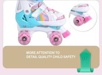 Роликовые коньки Детская обувь для роликовых коньков с 8 светящимися колесами. Размеры регулируются, возраст 3–12 лет.