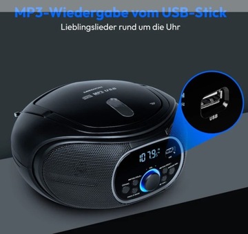 ПОРТАТИВНОЕ FM-РАДИО PLL BOOMBOX CD MP3 USB AUX IN ВЫХОД НА НАУШНИКИ