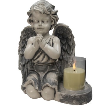 БОЛЬШАЯ СЕРАЯ СВЕЧА + СВЕЧА, ГИПСОВАЯ ФИГУРКА ГРОБНИЦЫ, СВЕТОДИОДНАЯ ЛАМПА 3XAAA