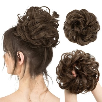 Messy Bun Hair Piece Faliste kręcone Scrunchi