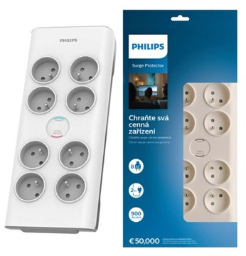 LISTWA ZASILAJĄCA PRZEDŁUŻACZ SIECIOWY 8 GNIAZD 2M 16A PHILIPS BIAŁY