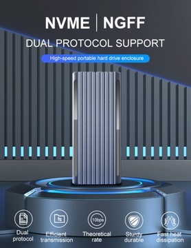 Obudowa Dysku SSD M.2 NVMe PCIE B+M Key USB C 3.1