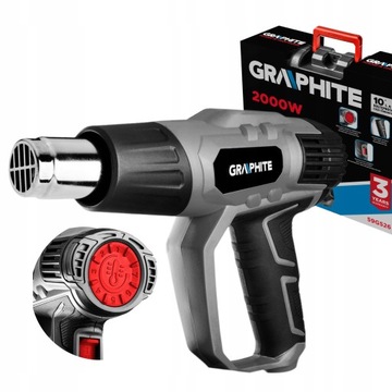 GRAPHITE OPALARKA 2000W 3 ZARKESY TEMPERATUR 550°C KABEL 3M WALIZKA 59G526