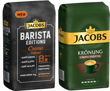 Kawa ziarnista JACOBS Barista Crema Intense & KRONUNG KRAFTIG -ZESTAW 2x1kg