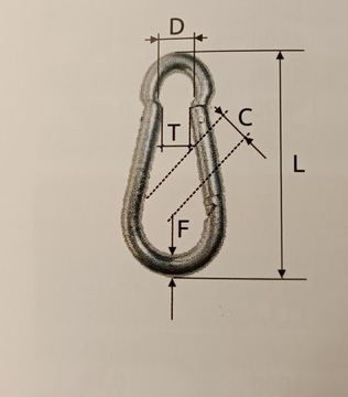 КАРАБИН ОЦИНКОВАННЫЙ 4ММ ДЛЯ ВЕРЕВОК 4Х40ММ