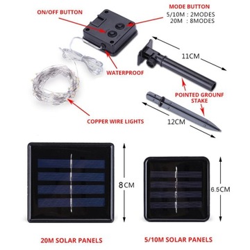 Садовые фонари на солнечных батареях Fairy 100/200 LED Рождественский сад для улицы