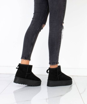 7839 ЧЕРНЫЕ СНЕЖНЫЕ БОТИНКИ НА ПЛАТФОРМЕ С УТЕПЛЕНИЕМ, СЛИПОНЫ 40