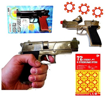 PISTOLET METALOWY BROŃ STRZAŁ KAPISZONY GRATIS 72