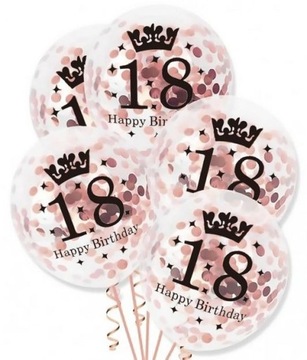 BALONY Z KONFETTI Rose Gold Na 18-stke 5 szt. 35cm