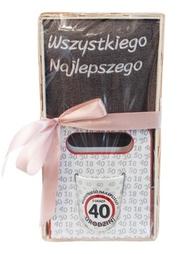 KUBEK RĘCZNIK 40 URODZINY WSZYSTKIEGO NAJLEPSZEGO