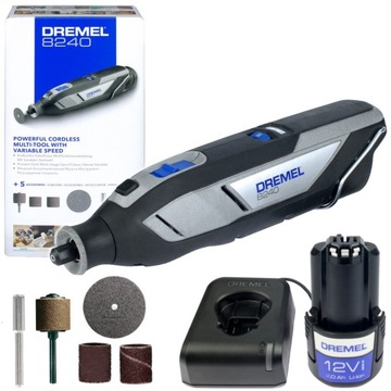 ВЫСОКОСКОРОСТНАЯ ШЛИФОВАЛЬНАЯ МАШИНА 12 В DREMEL 8240 + 5 АКСЕССУАРОВ 1x2,0 Ач
