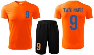 Strój piłkarski z nadrukiem PERSONALIZOWANY z własnym napisem i numerem 158