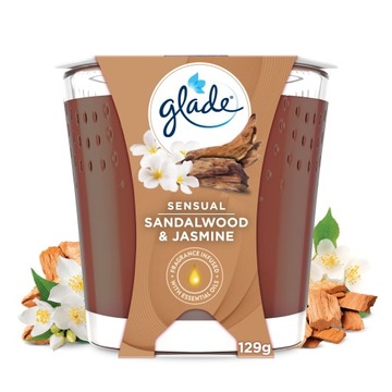 GLADE ŚWIECA ZAPACHOWA SENSUAL SANDALWOOD & JASMINE 129G DRZEWO SANDAŁOWE
