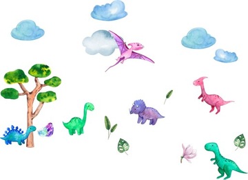 Naklejki DLA DZIECI na ścianę DINOZAURY