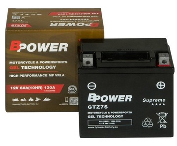 Akumulator żelowy YTZ7S BPower GEL GTZ7S 6Ah 130A ZAMIENNIK YTZ8V YTX7L MOC