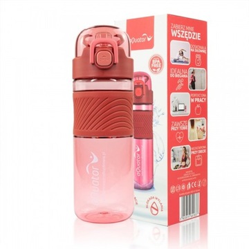 Bidon na wodę aQuator - na wodę - 600 ml - Różowy