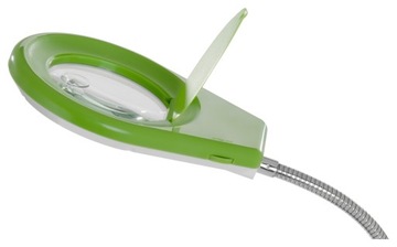 Бестеневая светодиодная настольная лампа с увеличительным стеклом 5x/10x - зеленая