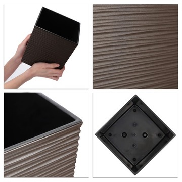 DONICZKA DONICA NA KWIATY KWIETNIK 19 cm OSŁONKA Z WKŁADEM PLASTIKOWA MOKKA