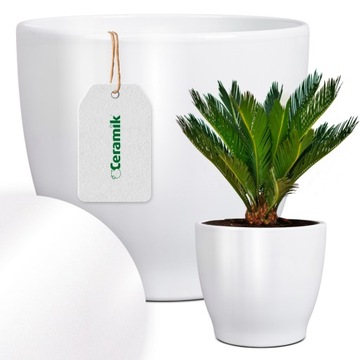 DONICA DONICZKA OSŁONKA CERAMICZNA BIAŁA GŁADKA DO KWIATÓW ROŚLIN 28 CM