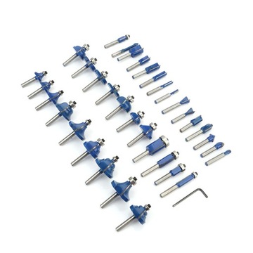 НАБОР ИЗ 35 ФРЕЗ В ДЕРЕВЯННОЙ КАССЕТЕ, РУЧКА 1/4