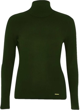 River Island Klasyczny Oliwkowy Gładki Lekki Sweter Kobiecy Golf XXS 32
