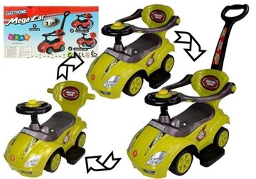 Jeździk z Pchaczem Mega Car 3w1 Żółty - Idealny dla Maluchów - Ergonomiczny