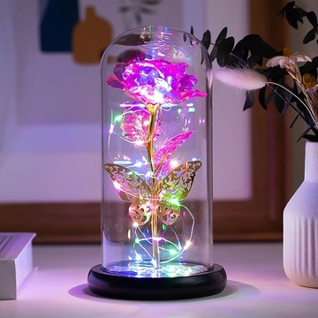 Forever Rose w szklanej kopule LED Kolorowa lampka nocna Home Rose Red