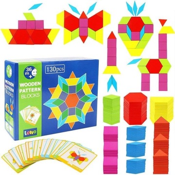 DREWNIANA UKŁADANKA PUZZLE KSZTAŁTY MONTESSORI GRA