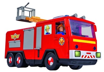 STRAŻAK SAM WÓZ STRAŻACKI JUPITER Z DRABINĄ I SCHOWKAMI + 2 FIGURKI ŚW/DŹ