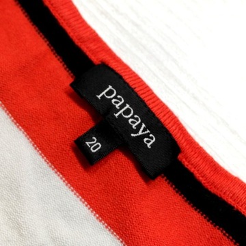 PAPAYA _ PIĘKNY W PASKI CIEPŁY SWETER Z LOGO_ XXXL