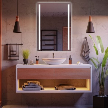Lustro dekoracyjne 80x90 cm podświetlenie LED ścienne + włącznik