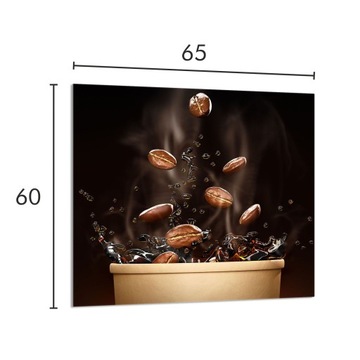 PANEL SZKLANY DO KUCHNI 65x60 Kawa SZKŁO HARTOWANE