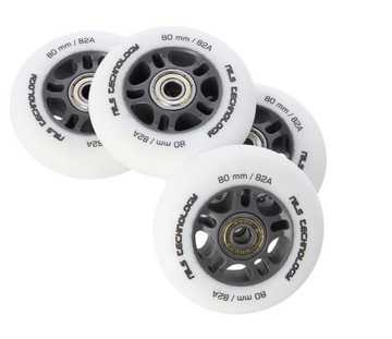 Zestaw kółek do rolek do jazdy NILS 80mm + łożyska ABEC- 9 białe matowe